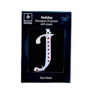 Silver Plated Holiday Monogram Ornament with Jewels